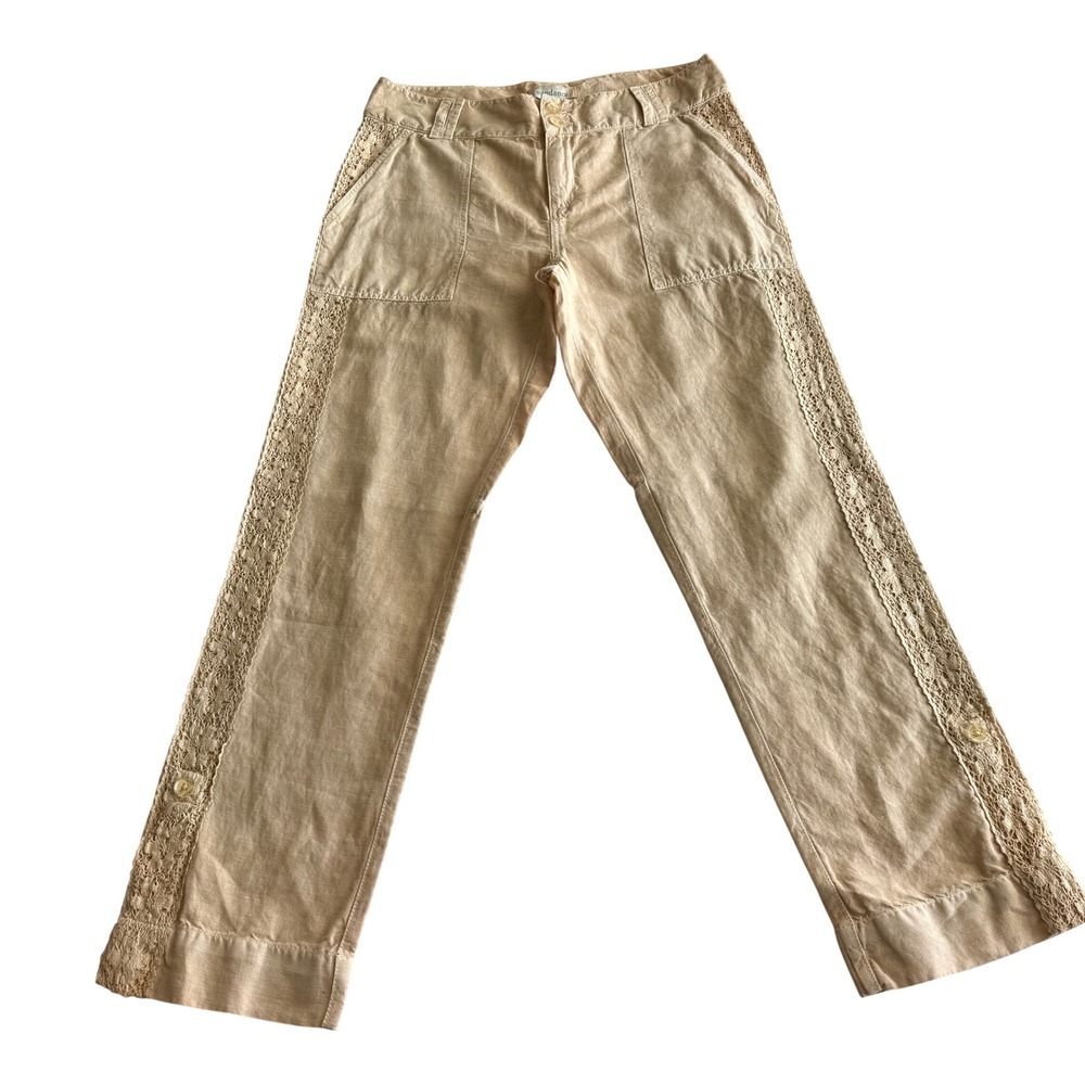 Sundance NWT Organia Linen Cotton Lace Side Panel Pants needs‎ back view